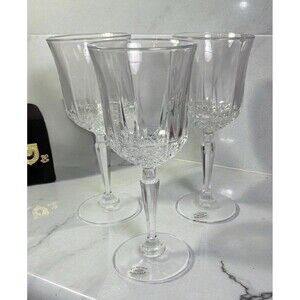 VTG St George American Heritage Cut Crystal Wine/Water Goblets 7” Set of 3 USA